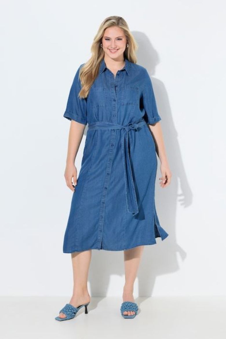 Moda za polnejše Haljina kratkih rukava A  kroja s kragnom plus velikost, xxl, Ulla Popken in Johann Popken (JP1880)