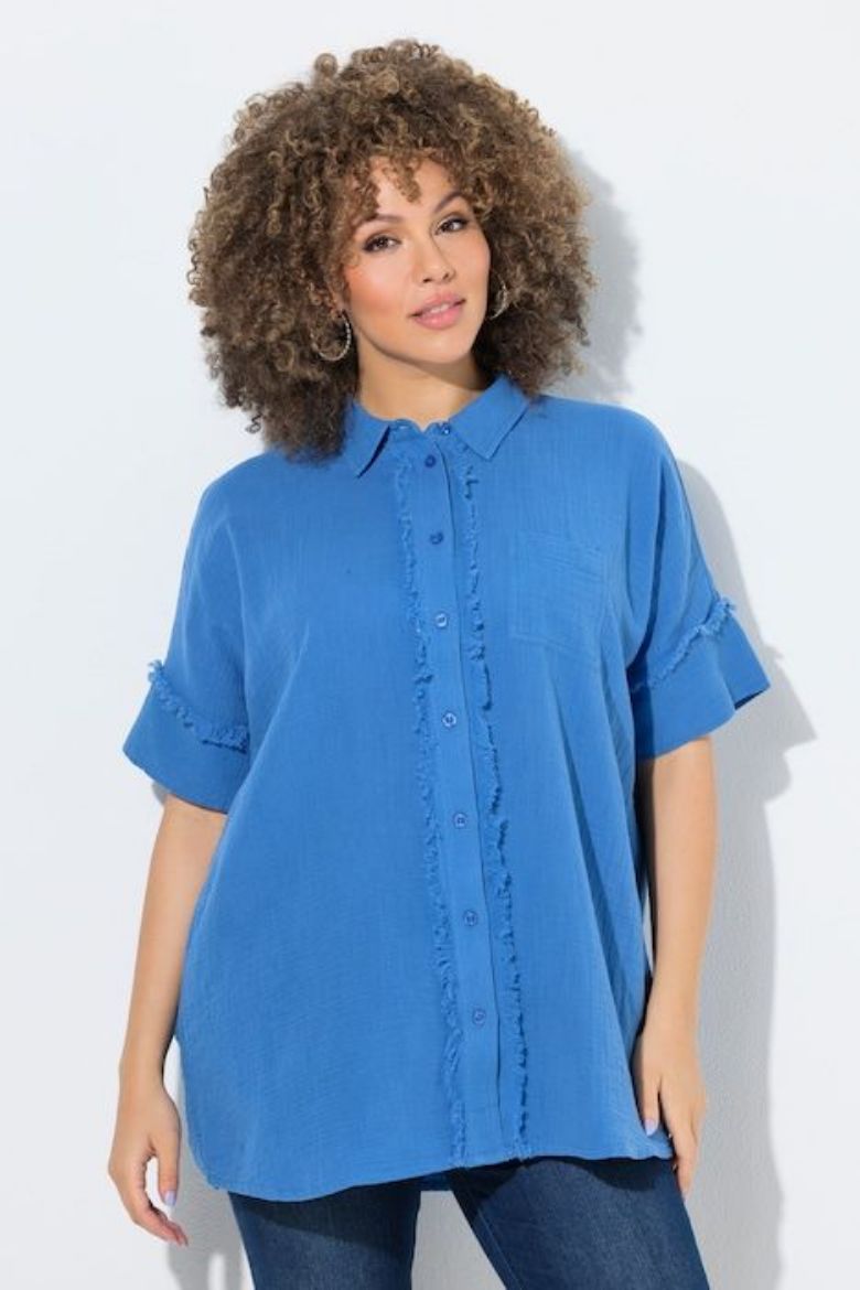 Moda za polnejše Bluza kratkih rukava od muslina plus velikost, xxl, Ulla Popken in Johann Popken (JP1880)