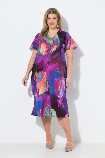 Moda za polnejše Haljina midi kratkih rukava A kroja plus velikost, xxl, Ulla Popken in Johann Popken (JP1880)