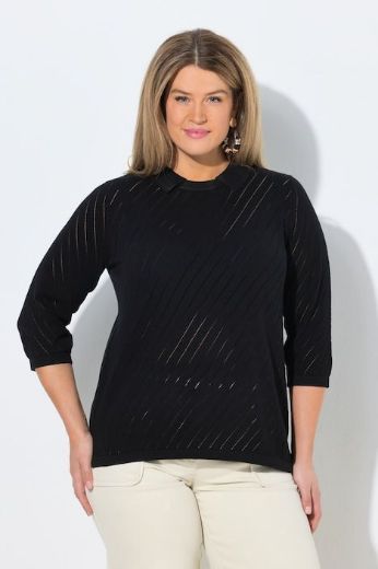Moda za polnejše Pulover 3/4 rukava s polo kragnom plus velikost, xxl, Ulla Popken in Johann Popken (JP1880)