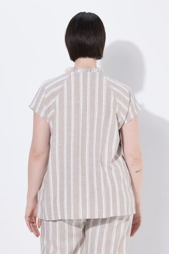 Moda za polnejše Bluza lanena kratkih rukava plus velikost, xxl, Ulla Popken in Johann Popken (JP1880)