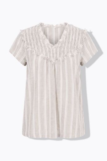 Moda za polnejše Bluza lanena kratkih rukava plus velikost, xxl, Ulla Popken in Johann Popken (JP1880)