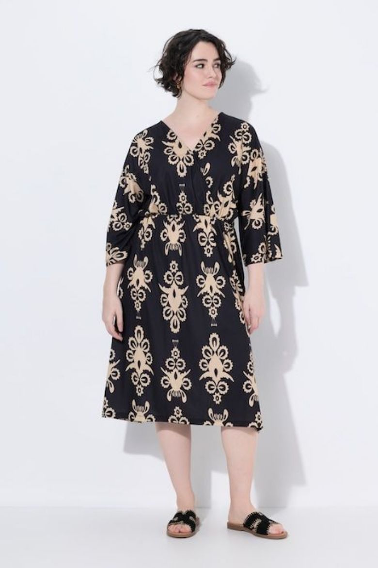 Moda za polnejše Haljina midi 3/4 rukava plus velikost, xxl, Ulla Popken in Johann Popken (JP1880)