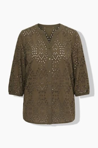 Moda za polnejše Bluza 3/4 rukava V ovratnika plus velikost, xxl, Ulla Popken in Johann Popken (JP1880)