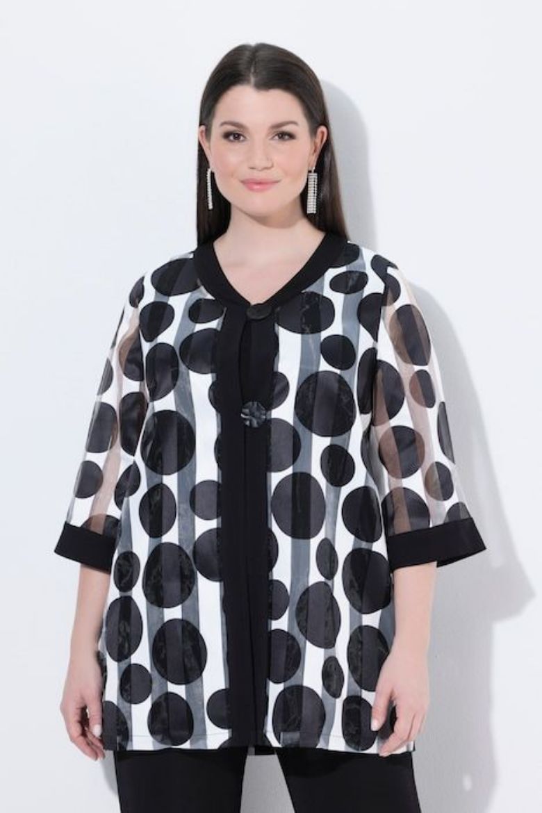 Moda za polnejše Bluza 3/4 rukava A kroja plus velikost, xxl, Ulla Popken in Johann Popken (JP1880)