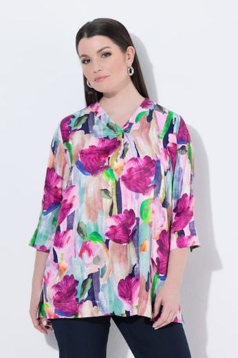Moda za polnejše Bluza 3/4 rukava V ovratnika plus velikost, xxl, Ulla Popken in Johann Popken (JP1880)
