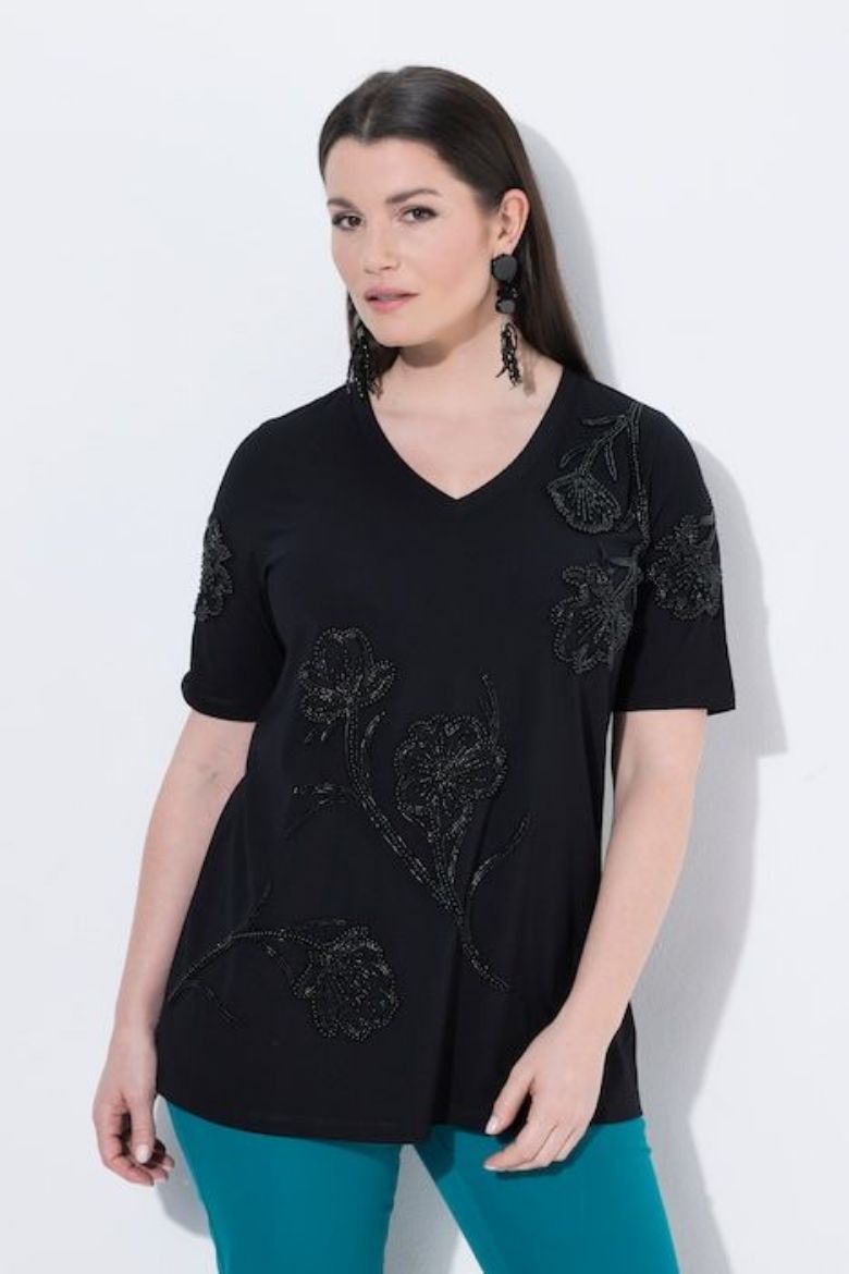 Moda za polnejše Majica kratkih rukava V ovratnika plus velikost, xxl, Ulla Popken in Johann Popken (JP1880)