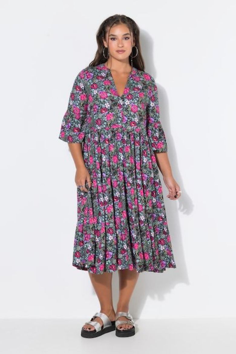 Moda za polnejše Haljina maxi 3/4 rukava plus velikost, xxl, Ulla Popken in Johann Popken (JP1880)