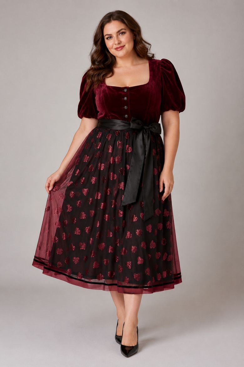Moda za polnejše Haljina dirndl plus velikost, xxl, Ulla Popken in Johann Popken (JP1880)