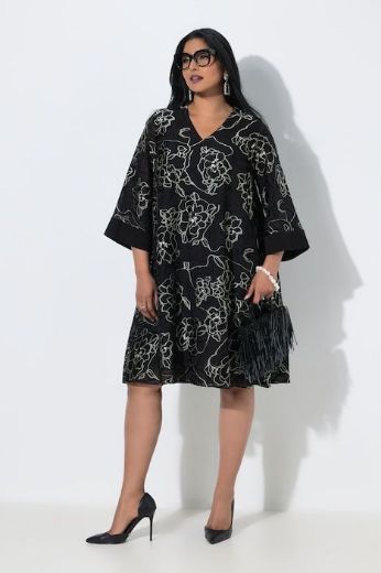 Moda za polnejše Haljina midi 3/4 rukava A kroja plus velikost, xxl, Ulla Popken in Johann Popken (JP1880)