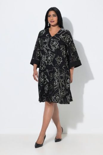 Moda za polnejše Haljina midi 3/4 rukava A kroja plus velikost, xxl, Ulla Popken in Johann Popken (JP1880)