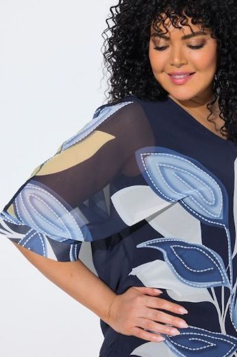 Moda za polnejše Bluza 3/4 rukava V ovratnika plus velikost, xxl, Ulla Popken in Johann Popken (JP1880)