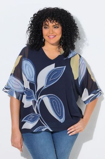 Moda za polnejše Bluza 3/4 rukava V ovratnika plus velikost, xxl, Ulla Popken in Johann Popken (JP1880)