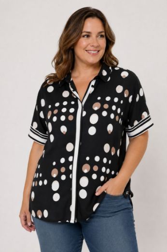 Moda za polnejše Bluza kratkih rukava na kopčanje plus velikost, xxl, Ulla Popken in Johann Popken (JP1880)