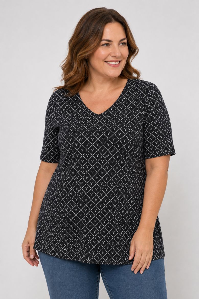Moda za polnejše Majica kratkih rukava plus velikost, xxl, Ulla Popken in Johann Popken (JP1880)