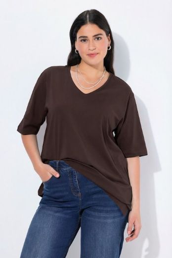Moda za polnejše Majica V izrez Basic plus velikost, xxl, Ulla Popken in Johann Popken (JP1880)