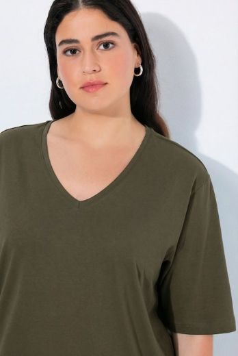 Moda za polnejše Majica V izrez Basic plus velikost, xxl, Ulla Popken in Johann Popken (JP1880)