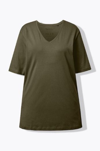Moda za polnejše Majica V izrez Basic plus velikost, xxl, Ulla Popken in Johann Popken (JP1880)