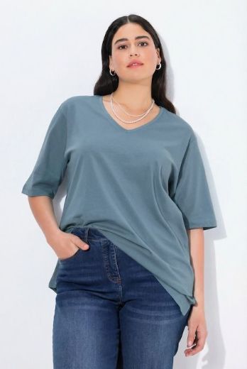 Moda za polnejše Majica V izrez Basic plus velikost, xxl, Ulla Popken in Johann Popken (JP1880)