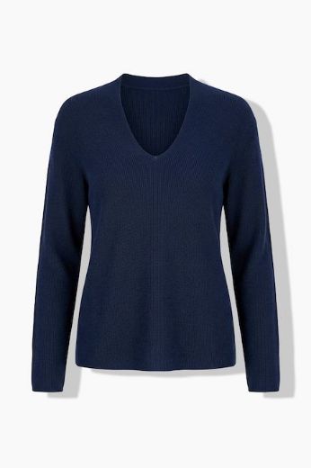 Moda za polnejše Pulover dugih rukava V izreza plus velikost, xxl, Ulla Popken in Johann Popken (JP1880)