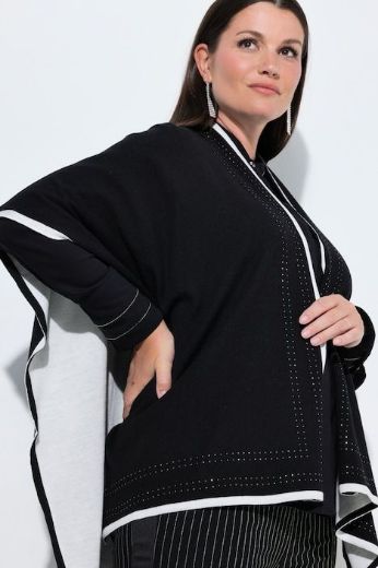 Moda za polnejše Pončo pleteni otvorenog kroja s ukrasnim kamenčićima plus velikost, xxl, Ulla Popken in Johann Popken (JP1880)