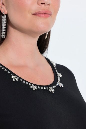 Moda za polnejše Majica 3/4 rukava okruglog izreza s ukrasnim kamenčićima plus velikost, xxl, Ulla Popken in Johann Popken (JP1880)