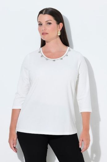 Moda za polnejše Majica 3/4 rukava okruglog izreza s ukrasnim kamenčićima plus velikost, xxl, Ulla Popken in Johann Popken (JP1880)