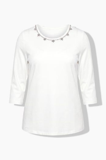 Moda za polnejše Majica 3/4 rukava okruglog izreza s ukrasnim kamenčićima plus velikost, xxl, Ulla Popken in Johann Popken (JP1880)