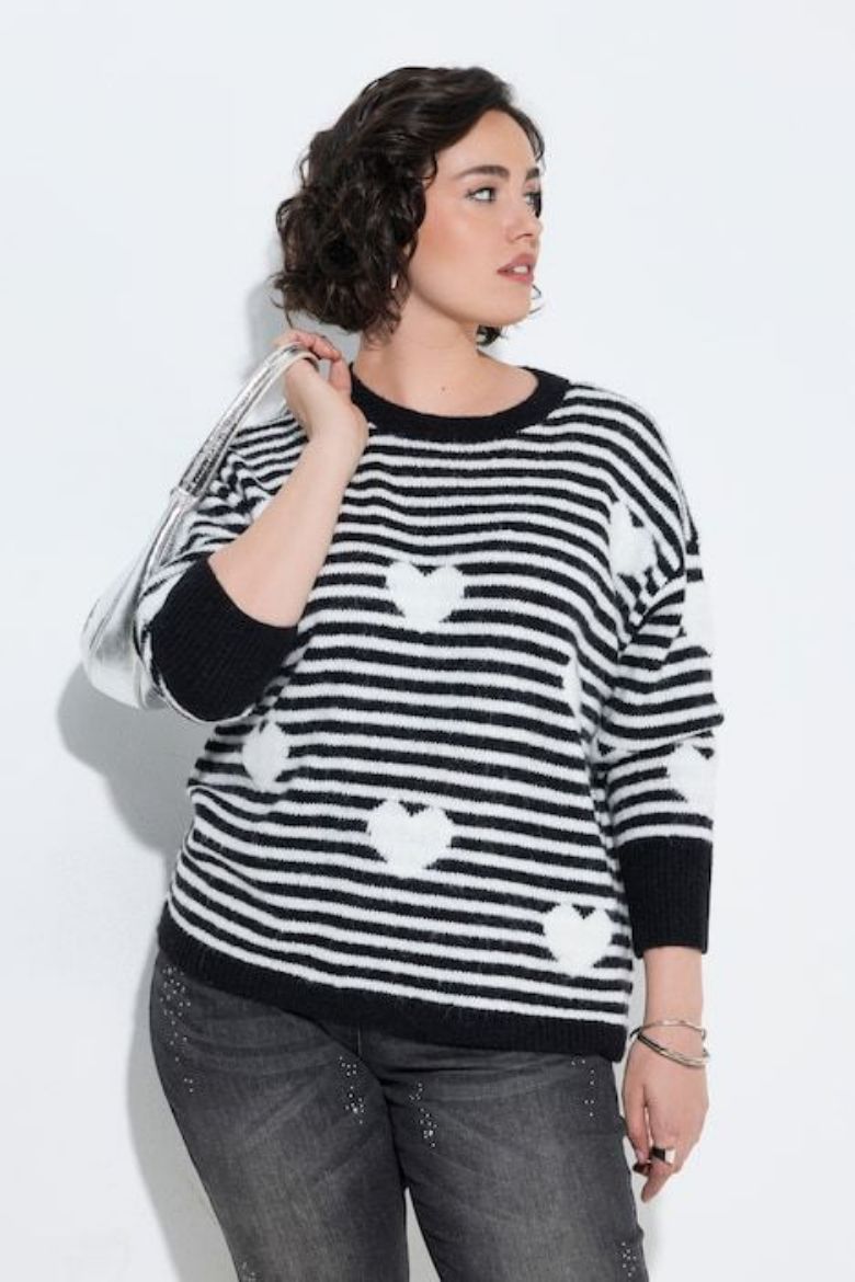 Moda za polnejše Pulover dugih rukava okruglog izreza plus velikost, xxl, Ulla Popken in Johann Popken (JP1880)