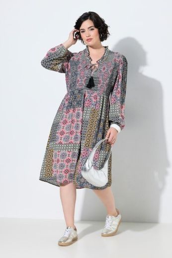 Moda za polnejše Haljina midi dugih rukava A kroja s tunika izrezom plus velikost, xxl, Ulla Popken in Johann Popken (JP1880)