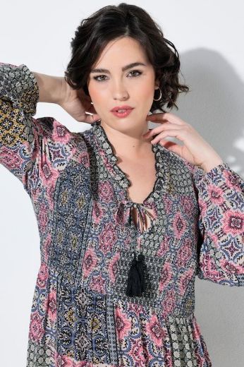 Moda za polnejše Haljina midi dugih rukava A kroja s tunika izrezom plus velikost, xxl, Ulla Popken in Johann Popken (JP1880)