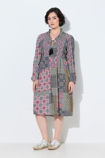 Moda za polnejše Haljina midi dugih rukava A kroja s tunika izrezom plus velikost, xxl, Ulla Popken in Johann Popken (JP1880)