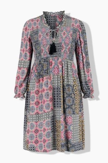 Moda za polnejše Haljina midi dugih rukava A kroja s tunika izrezom plus velikost, xxl, Ulla Popken in Johann Popken (JP1880)