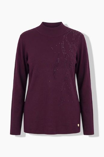 Moda za polnejše Pulover dugih rukava s ukrasnim kamenčićima plus velikost, xxl, Ulla Popken in Johann Popken (JP1880)
