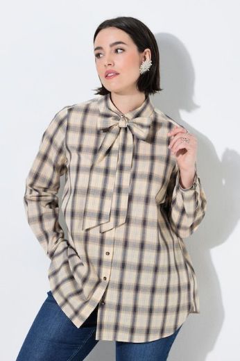 Moda za polnejše Bluza karirana dugih rukava A kroja plus velikost, xxl, Ulla Popken in Johann Popken (JP1880)
