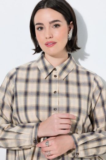 Moda za polnejše Bluza karirana dugih rukava A kroja plus velikost, xxl, Ulla Popken in Johann Popken (JP1880)