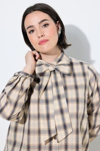 Moda za polnejše Bluza karirana dugih rukava A kroja plus velikost, xxl, Ulla Popken in Johann Popken (JP1880)