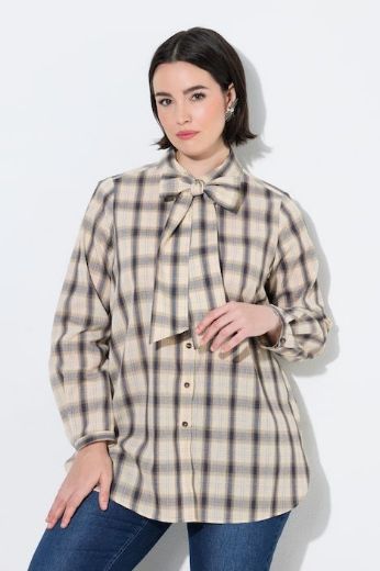 Moda za polnejše Bluza karirana dugih rukava A kroja plus velikost, xxl, Ulla Popken in Johann Popken (JP1880)