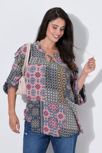 Moda za polnejše Bluza dugih rukava A kroja okruglog izreza s volanima plus velikost, xxl, Ulla Popken in Johann Popken (JP1880)