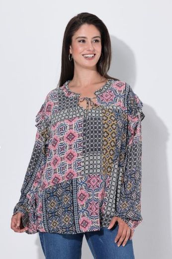 Moda za polnejše Bluza dugih rukava A kroja okruglog izreza s volanima plus velikost, xxl, Ulla Popken in Johann Popken (JP1880)