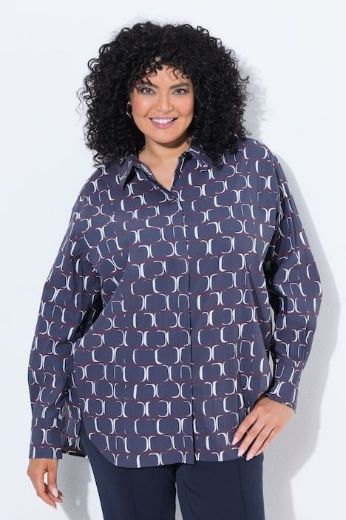 Moda za polnejše Bluza dugih rukava šireg kroja s kragnom i uzorkom plus velikost, xxl, Ulla Popken in Johann Popken (JP1880)