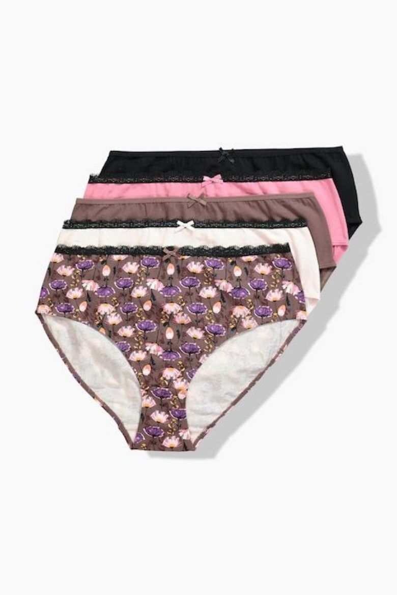 Moda za polnejše Gaćice midi 5 u paketu s čipkastim rubovima plus velikost, xxl, Ulla Popken in Johann Popken (JP1880)