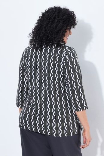 Moda za polnejše Majica 3/4 rukava V izreza s kragnom i uzorkom plus velikost, xxl, Ulla Popken in Johann Popken (JP1880)