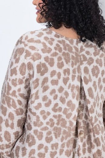 Moda za polnejše Bluza dugih rukava A kroja okruglog izreza s leopard uzorkom plus velikost, xxl, Ulla Popken in Johann Popken (JP1880)