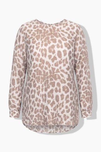 Moda za polnejše Bluza dugih rukava A kroja okruglog izreza s leopard uzorkom plus velikost, xxl, Ulla Popken in Johann Popken (JP1880)