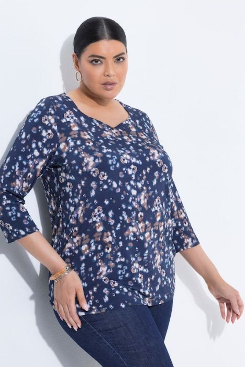 Moda za polnejše Majica 3/4 rukava srcolikog izreza s uzorkom plus velikost, xxl, Ulla Popken in Johann Popken (JP1880)