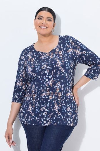 Moda za polnejše Majica 3/4 rukava srcolikog izreza s uzorkom plus velikost, xxl, Ulla Popken in Johann Popken (JP1880)