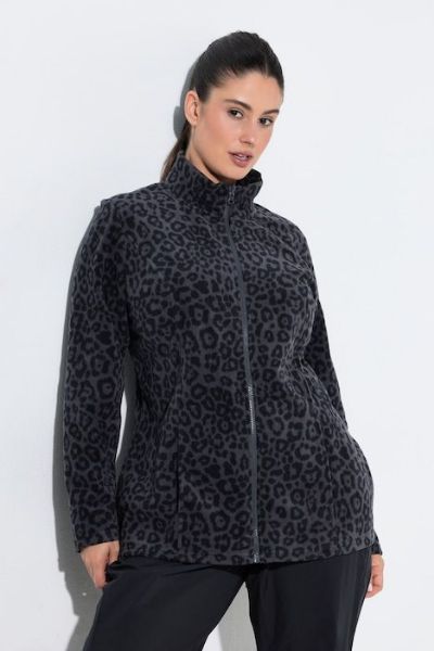 Slika Jakna dugih rukava od flisa s povišenim ovratnikom i leopard uzorkom