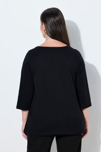 Moda za polnejše Majica 3/4 rukava lađa izreza s ukrasnim kamenčićima plus velikost, xxl, Ulla Popken in Johann Popken (JP1880)