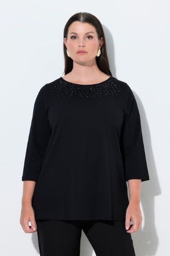 Moda za polnejše Majica 3/4 rukava lađa izreza s ukrasnim kamenčićima plus velikost, xxl, Ulla Popken in Johann Popken (JP1880)